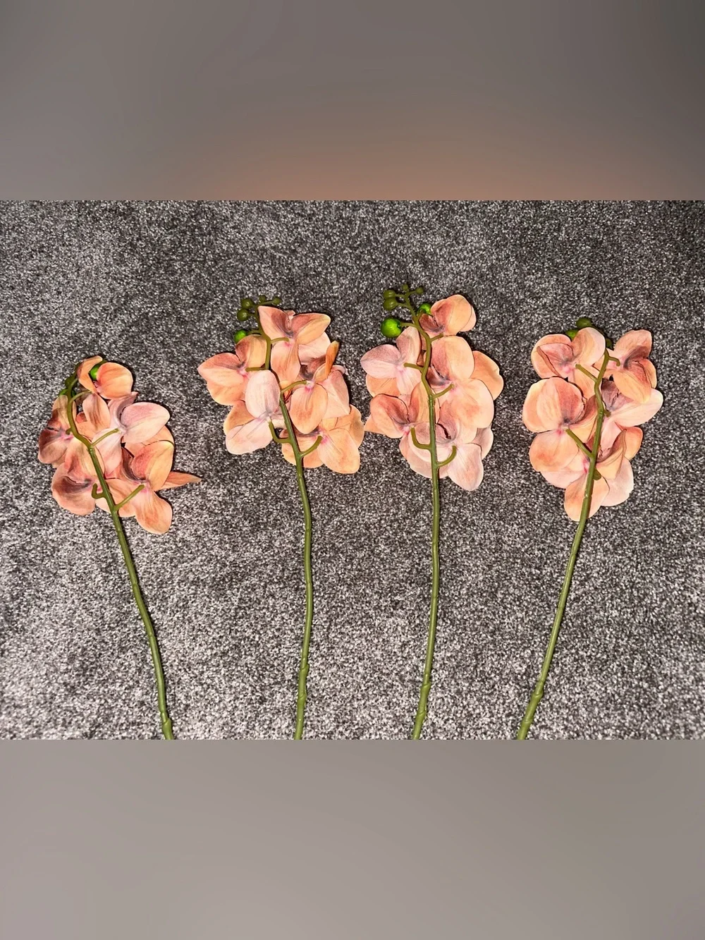💐 Orange Coral Artificial Faux Orchid Stem Bouquet - 4 pieces 💐